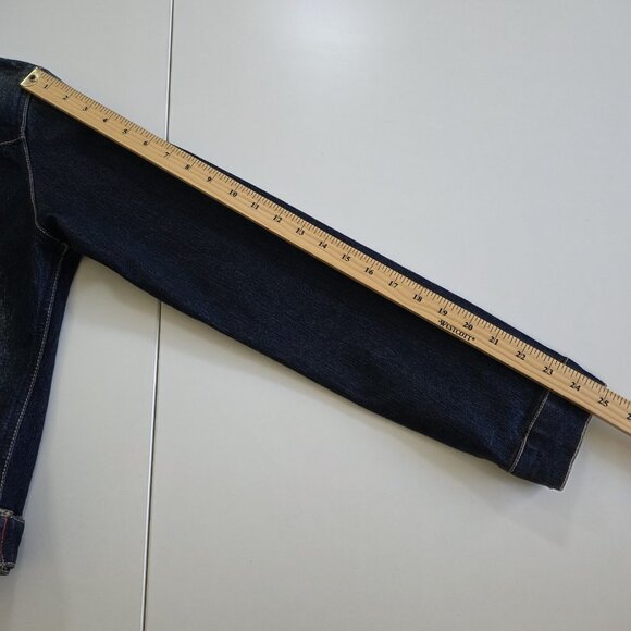 Vtg Ecko Red Jacket Women 14 Denim Faux Fur Hood No Pockets Lined Y2K Runs Small - Picture 5 of 16